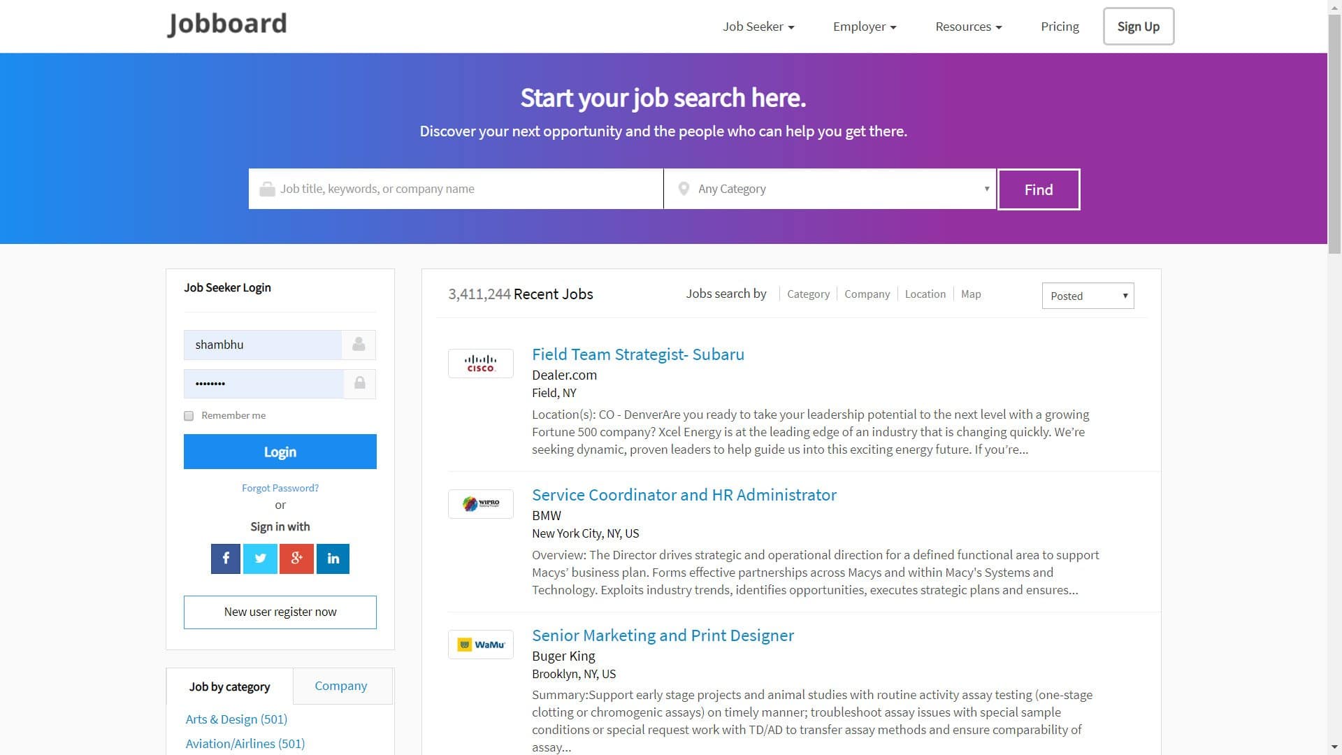Job Board Employment Website