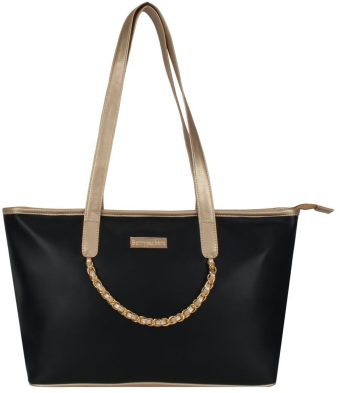 Black And Brown Trimmed Tote Bag