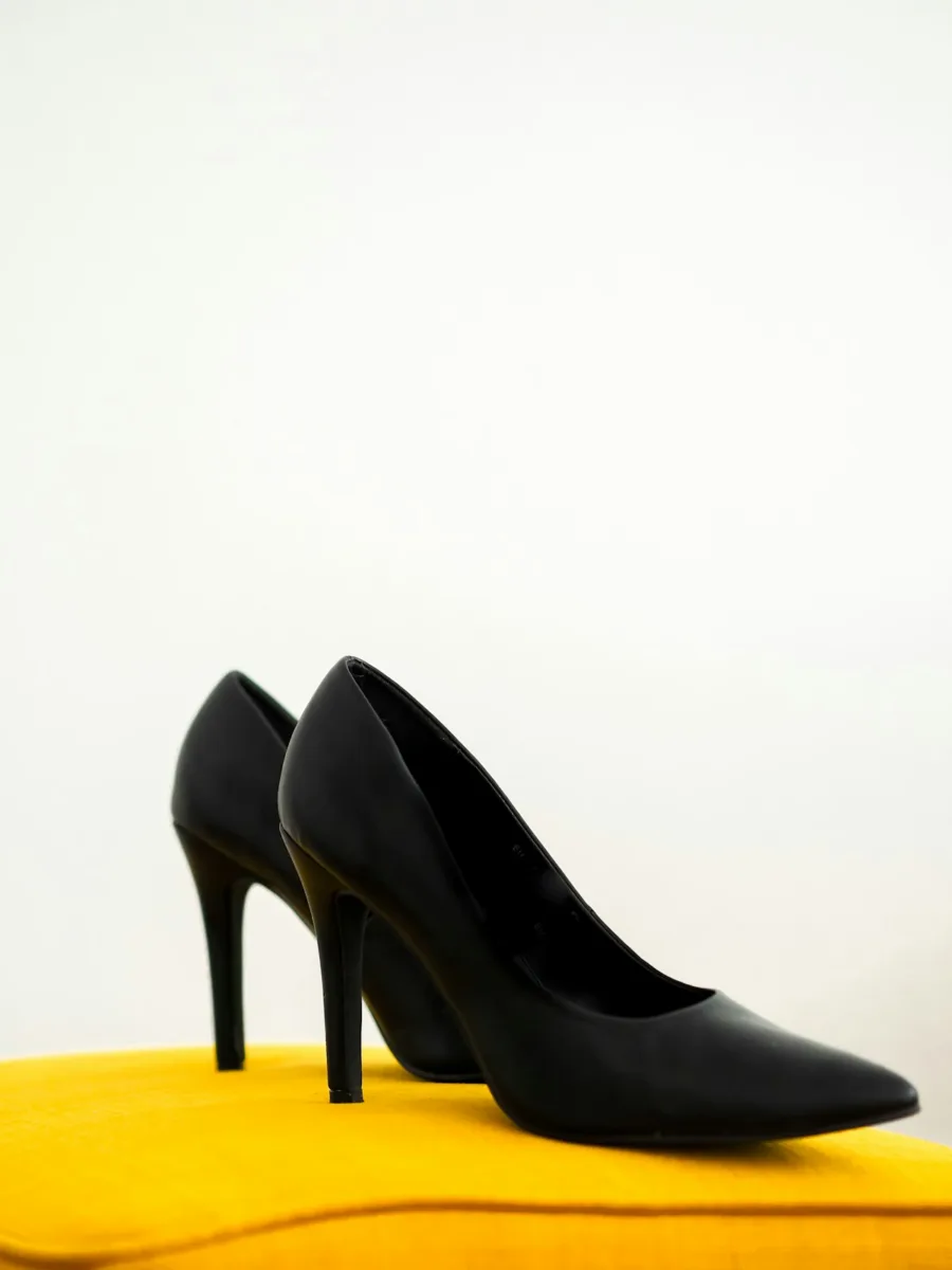 Black kitten heels with a low slim heel