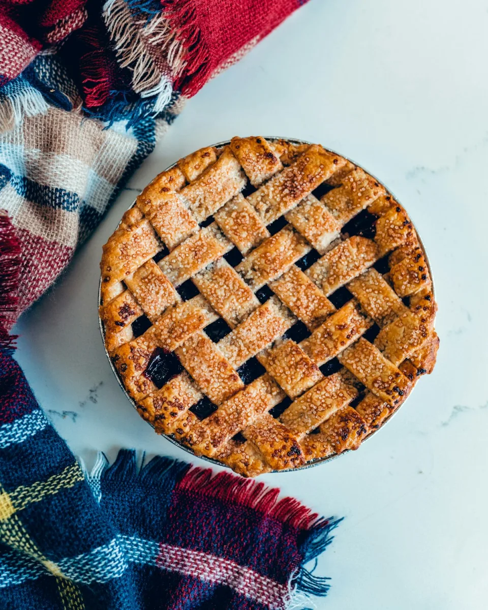 Blueberry pie with lattice crust