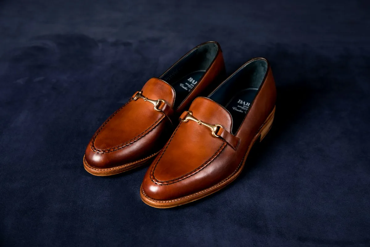 Brown leather loafers