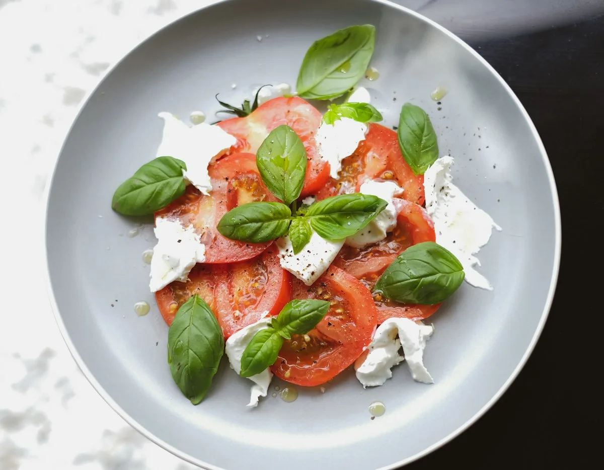Caprese salad with tomato mozzarella and basil