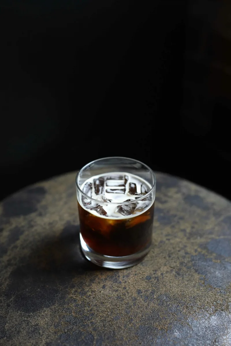 Cold brew coffee with ice in a glass