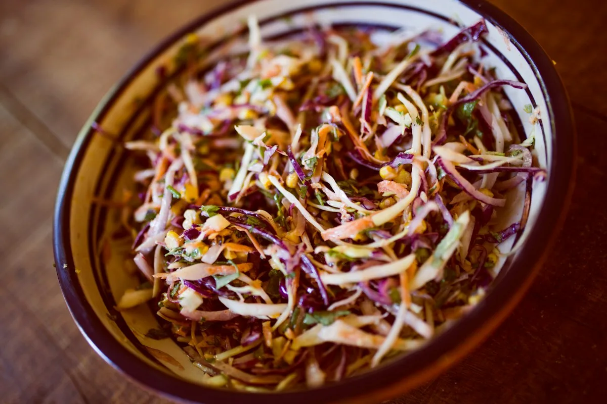 Coleslaw made with shredded cabbage