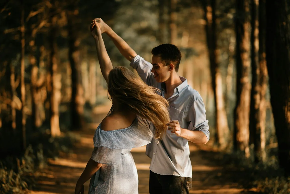 Couple dancing together outdoors
