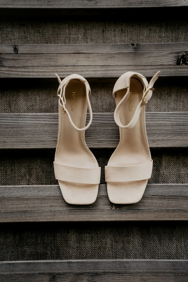 Cream block heel sandals