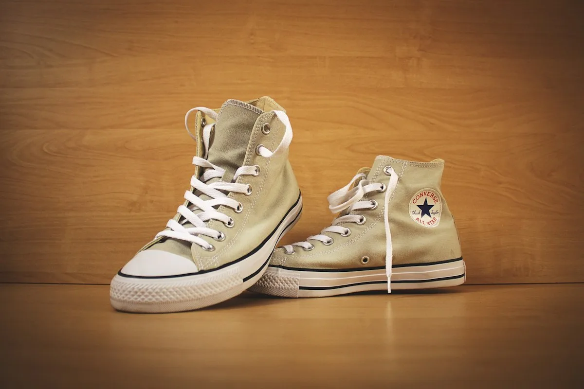 Cream canvas high top shoes