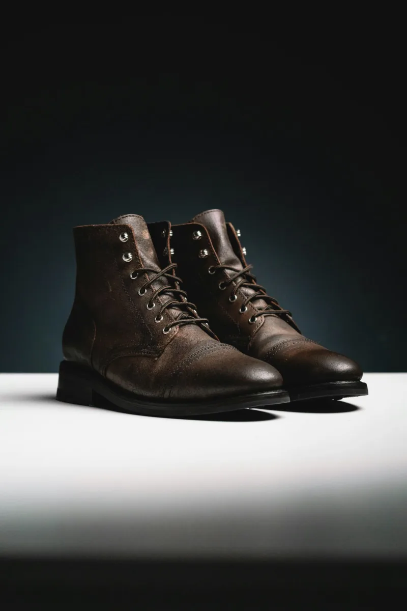 Dark leather lace up boots