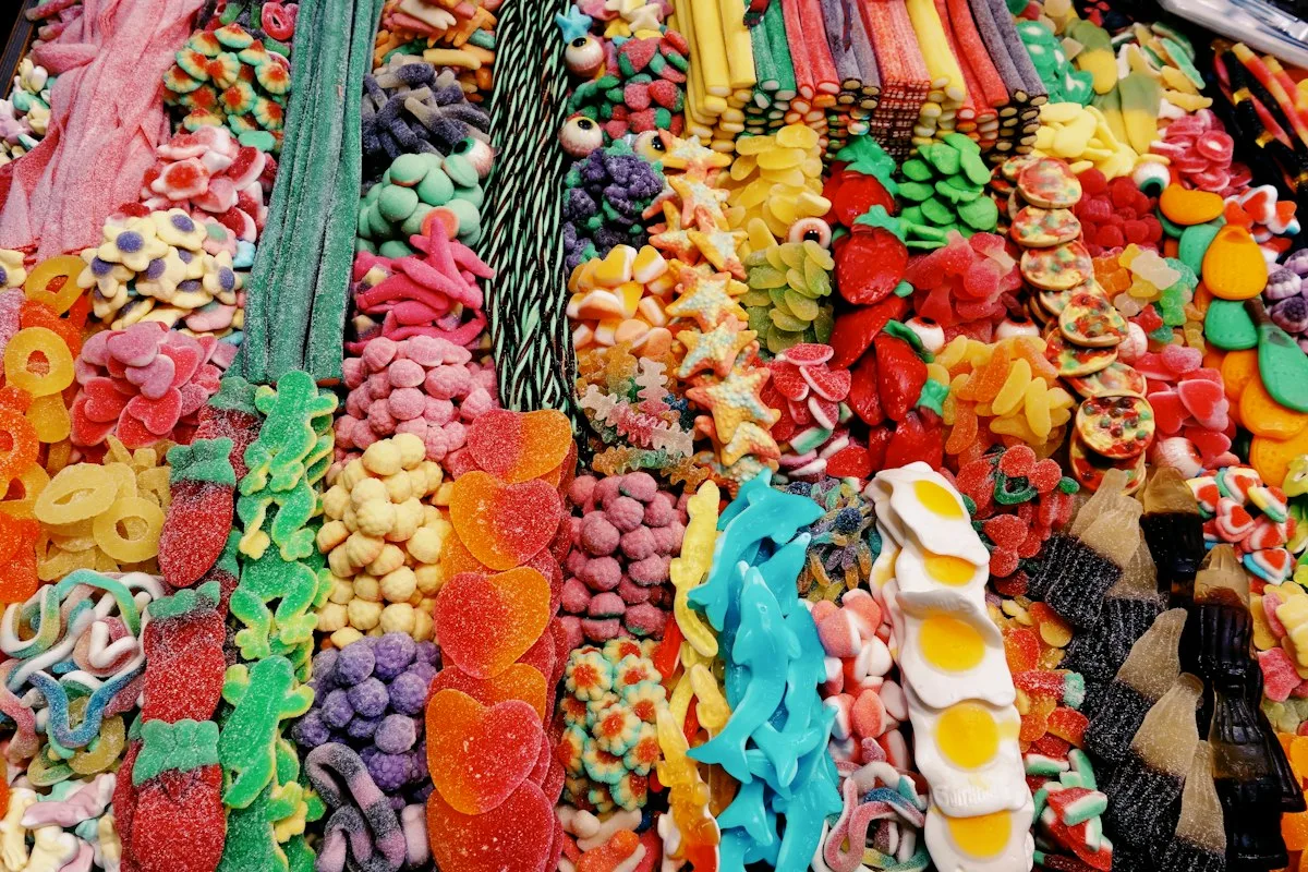 Different types of candy in a candy shop