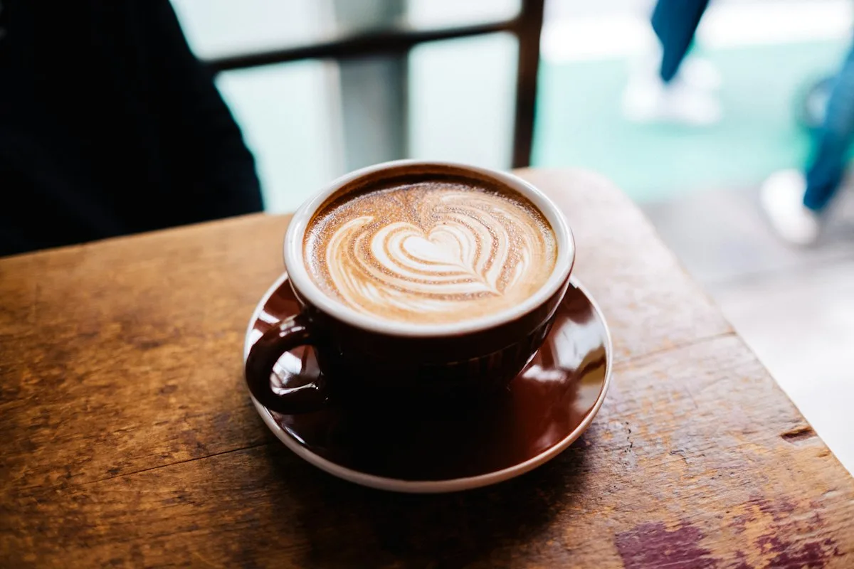 Flat white coffee with microfoam
