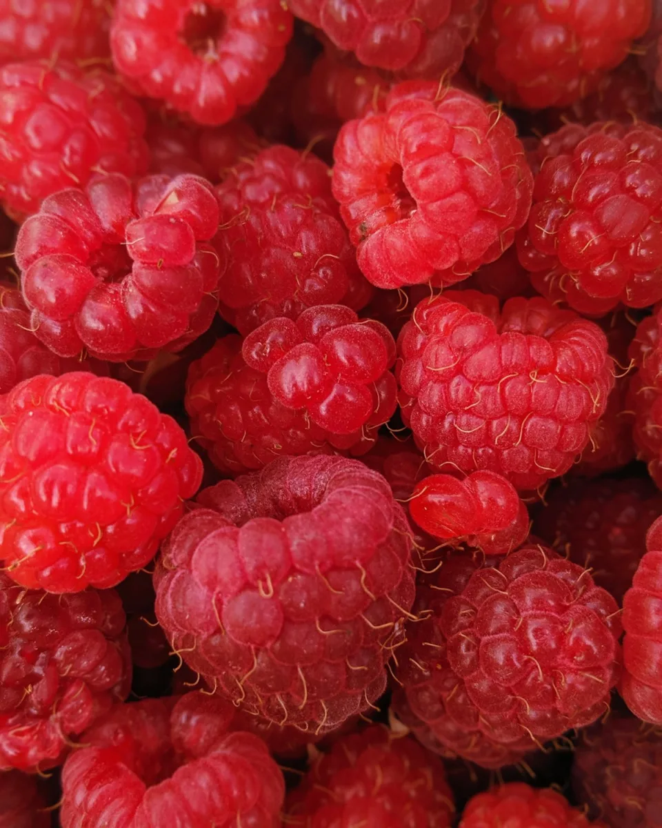 Fresh red raspberries