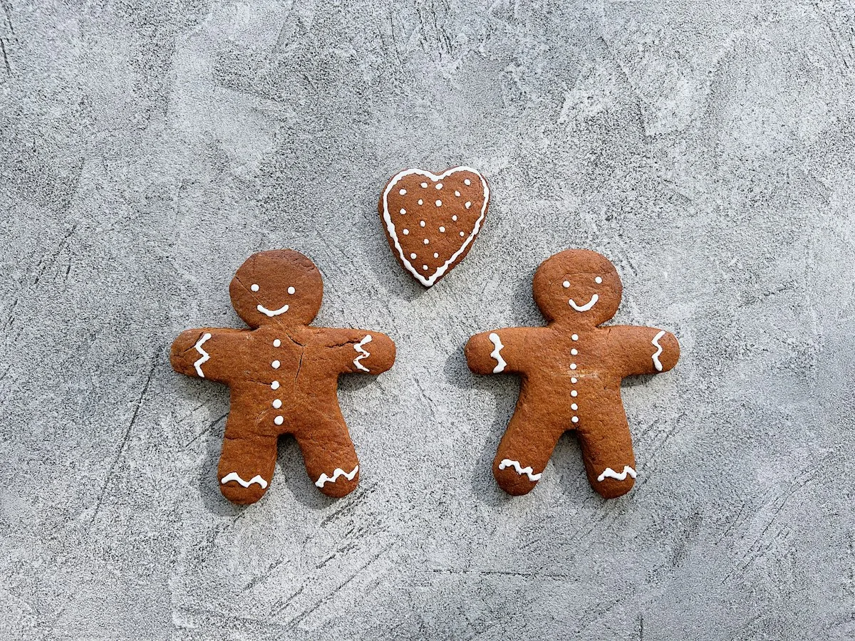 Gingerbread man cookies decorated with icing