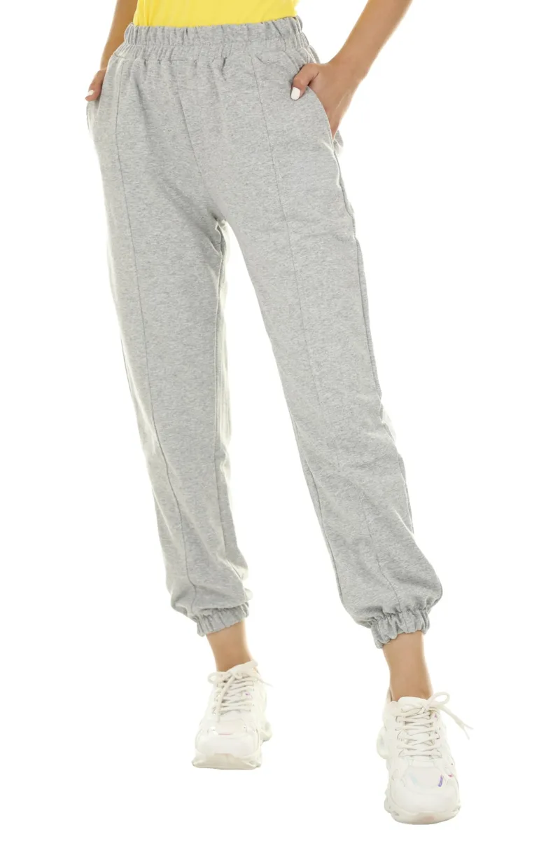 Grey sweatpants with a drawstring waist