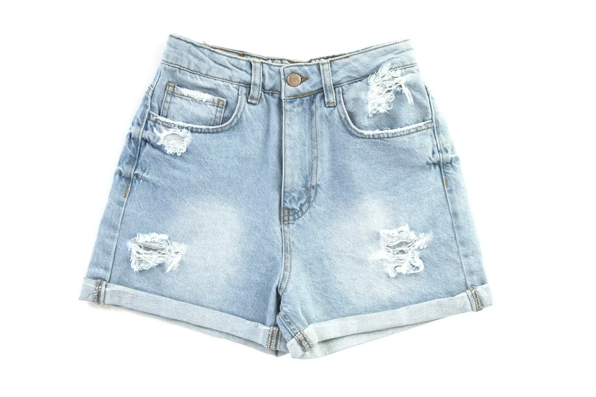 Light blue denim shorts