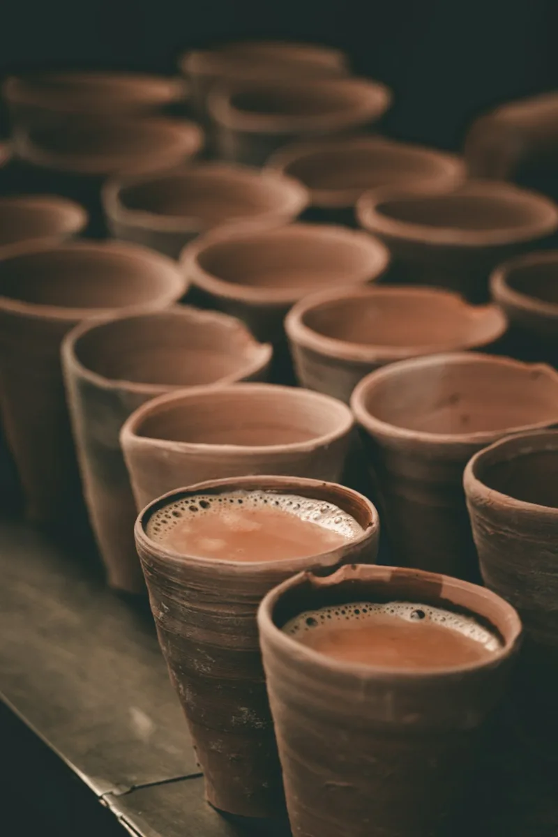 Masala chai served in clay cups