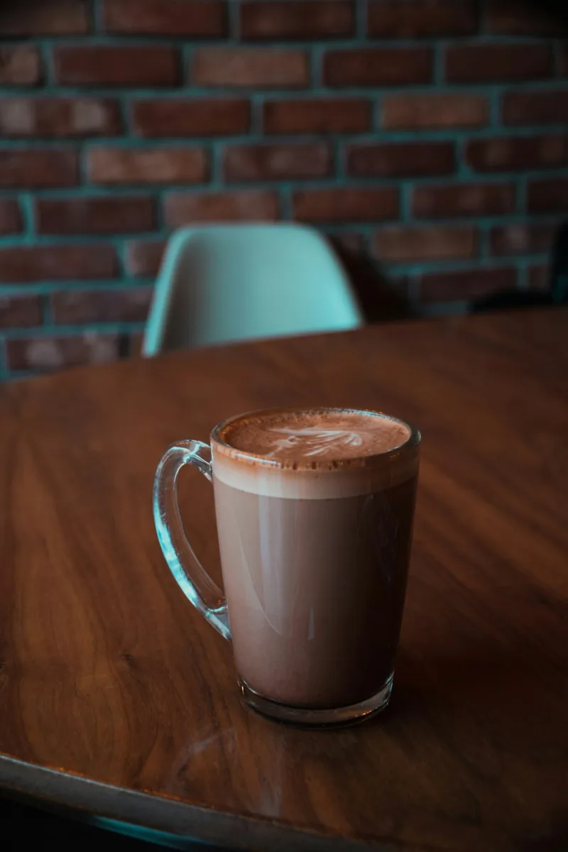 Mocha coffee with chocolate in a mug