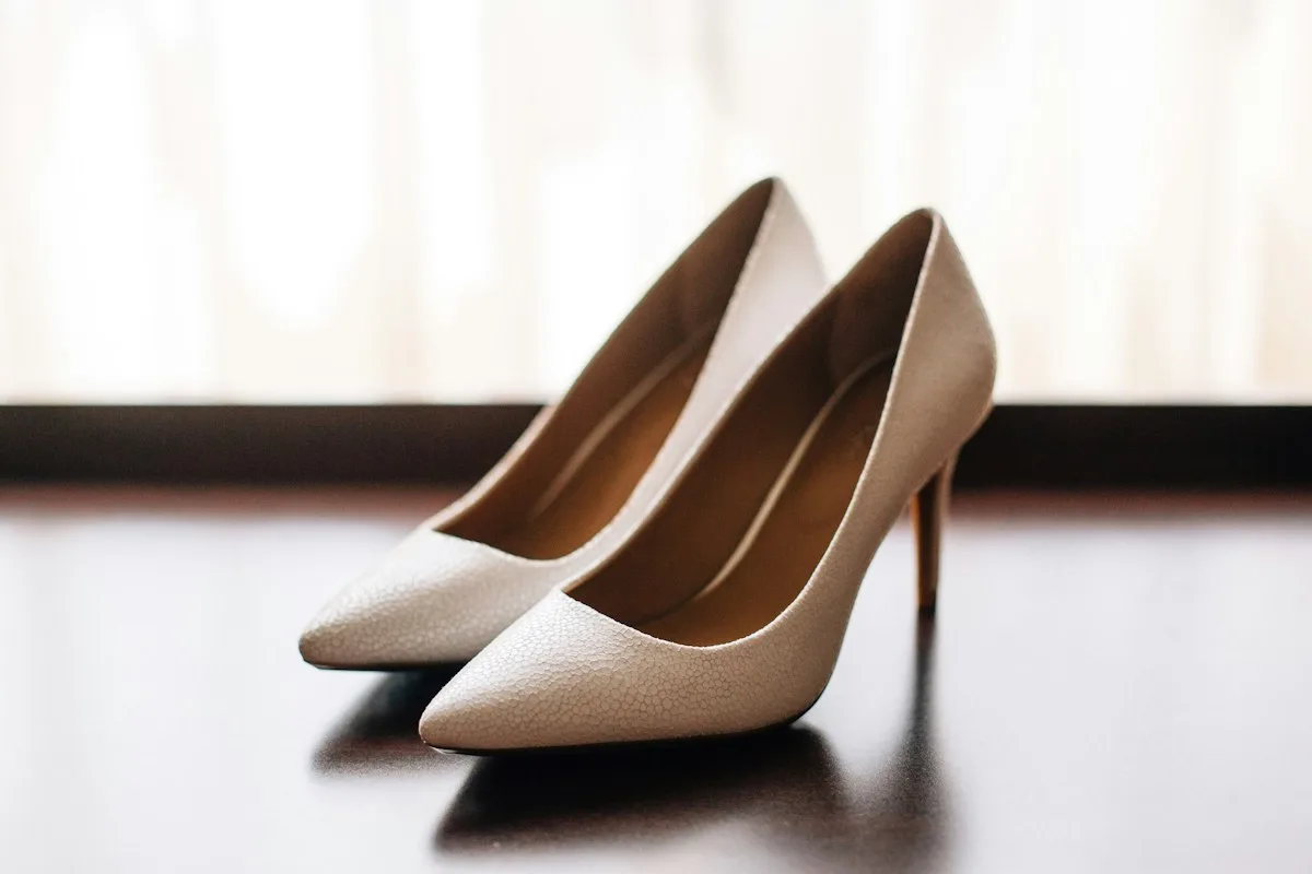 Nude stiletto heels with a pointed toe