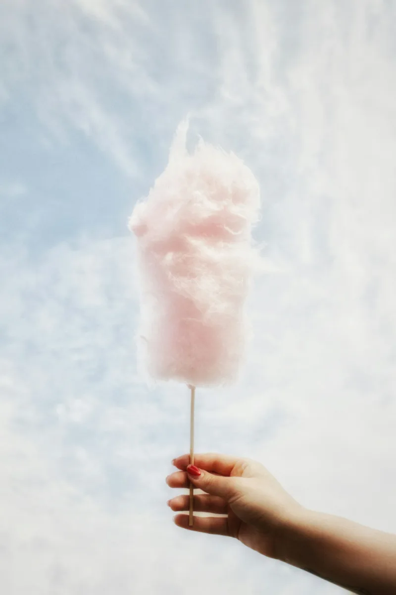 Pink cotton candy on a stick