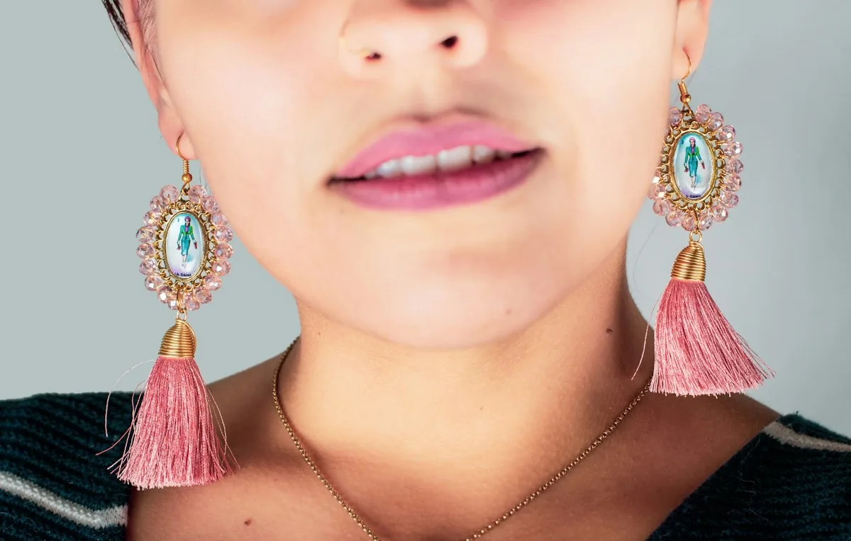 Pink tassel earrings