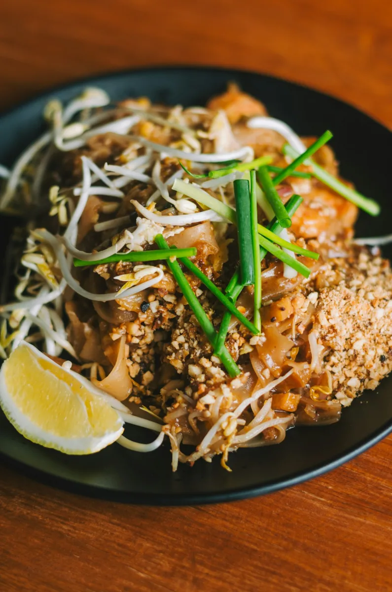 Plate of pad thai noodles