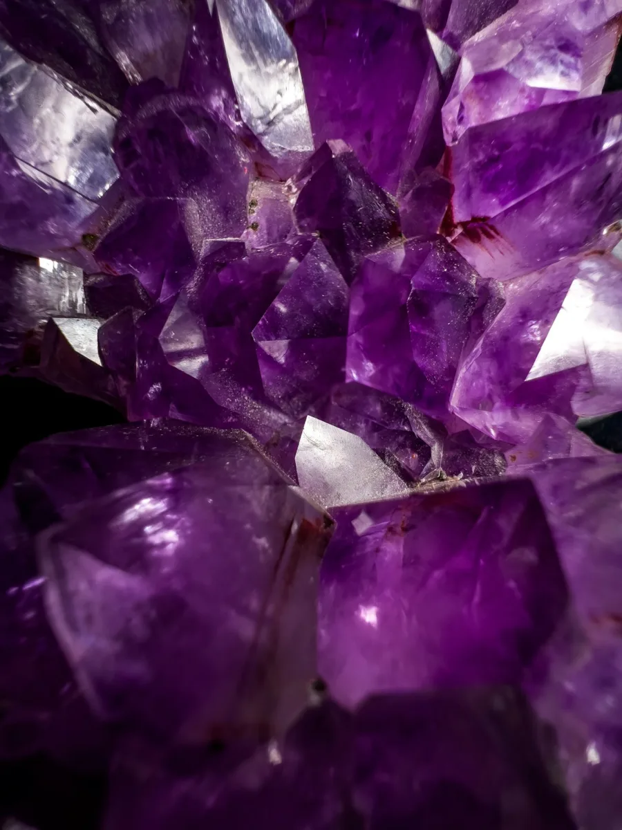 Purple amethyst crystal cluster