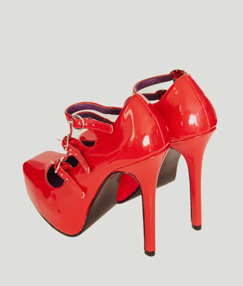 Red platform high heels
