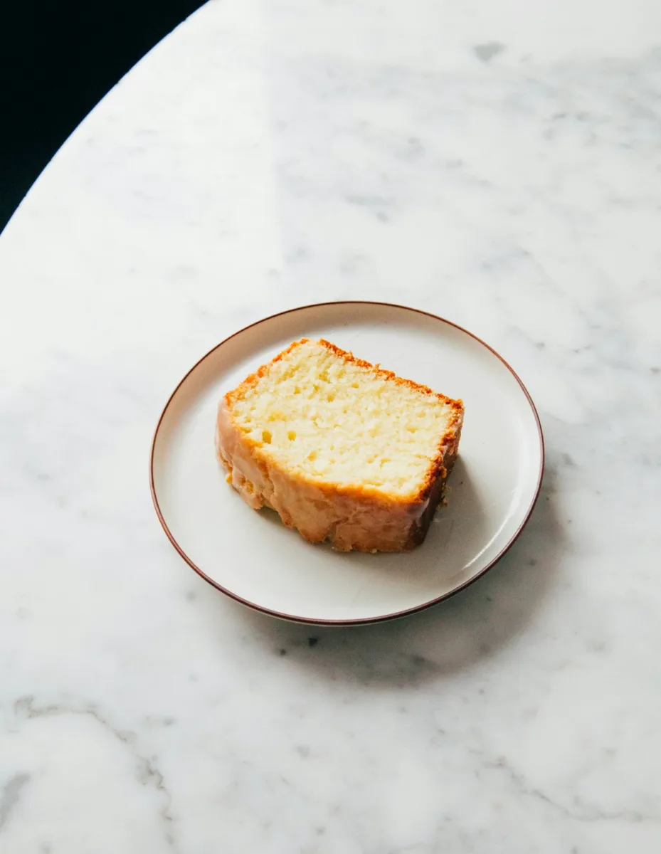 Slice of pound cake on a plate