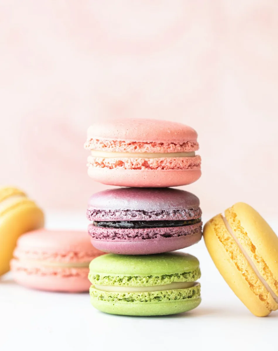 Stack of pastel French macarons
