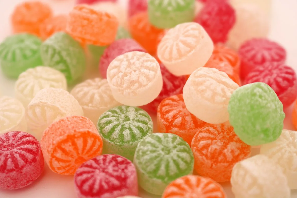 Striped hard candies