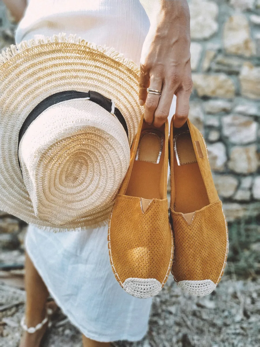 Tan espadrilles with rope soles