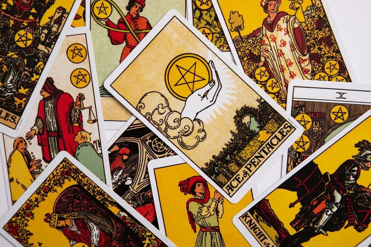 Tarot cards spread out for a reading