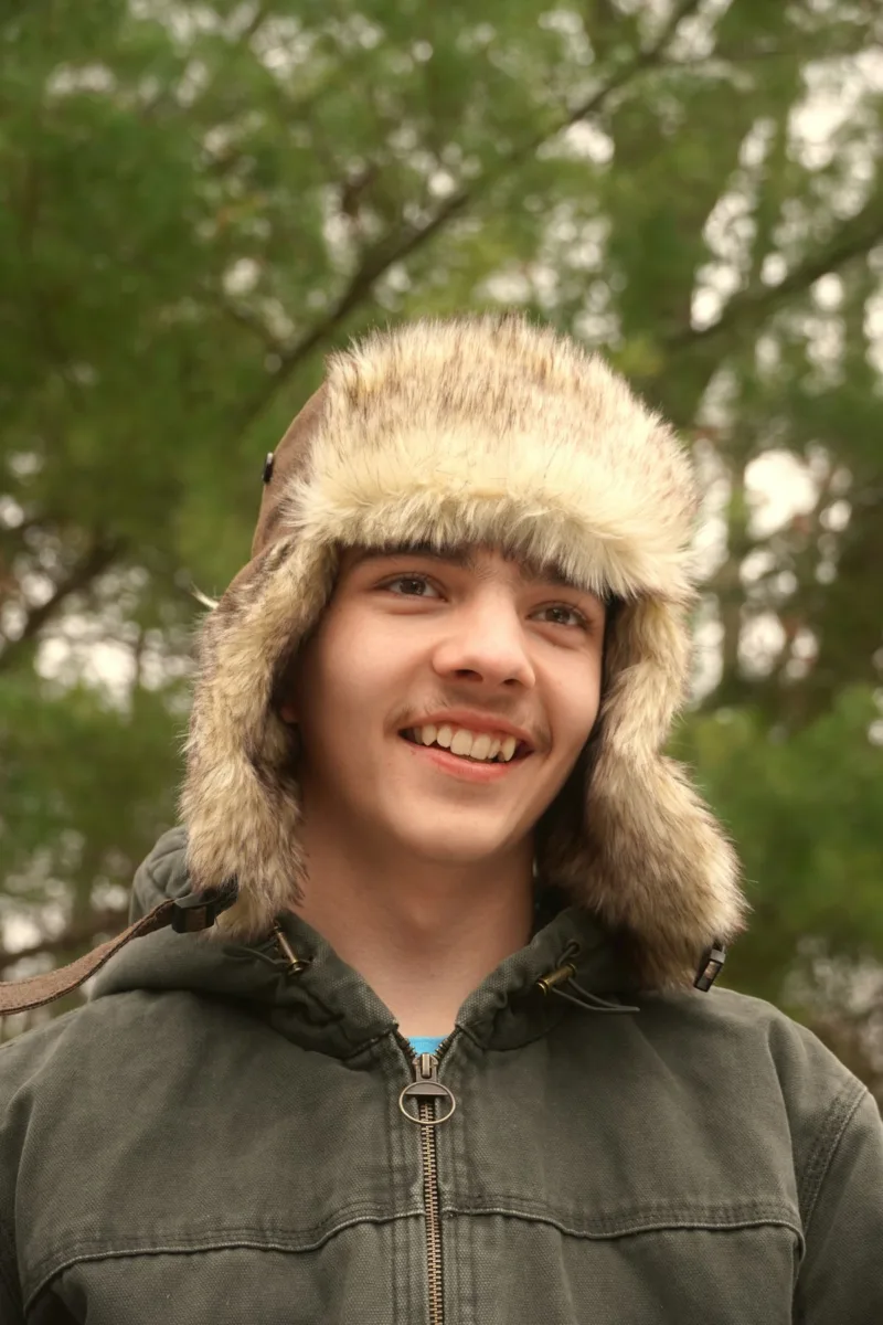Trapper hat with fur ear flaps for winter