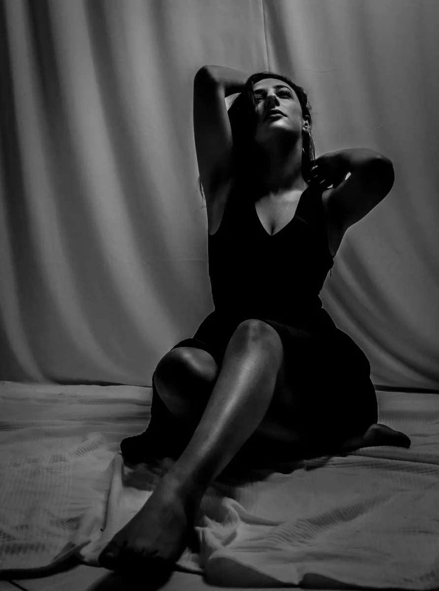 Woman wearing a little black dress